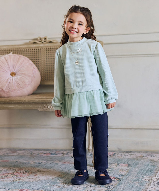 ANY KIDS 裏起毛 ネックレス トレーナー ミント