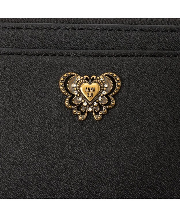 ANNA SUI ウィング ファスナー付パスケース クロ