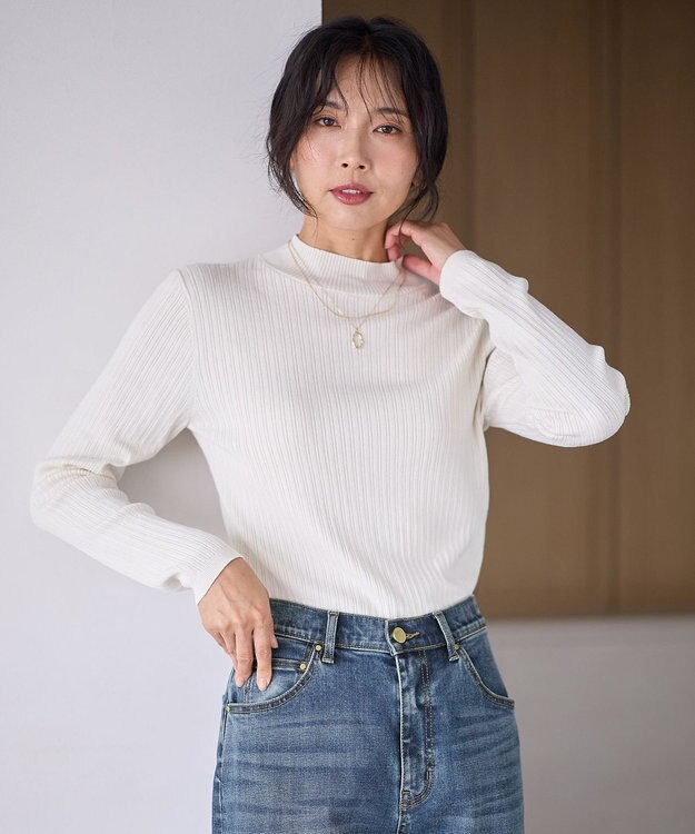 ANY 【洗濯機可】ランダムリブハイネックニット オフ