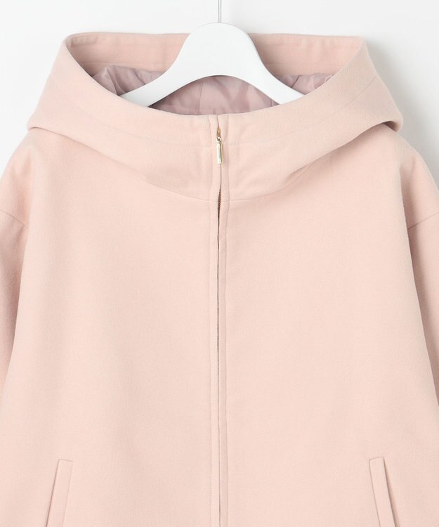 Feroux フード付きコクーンショート コート ピンク系