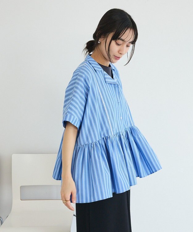 CRAFT STANDARD BOUTIQUE インド製 ペプラムブラウス Stripe