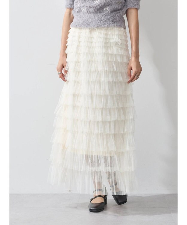 earth music&ecology ティアードフリルチュールスカート White
