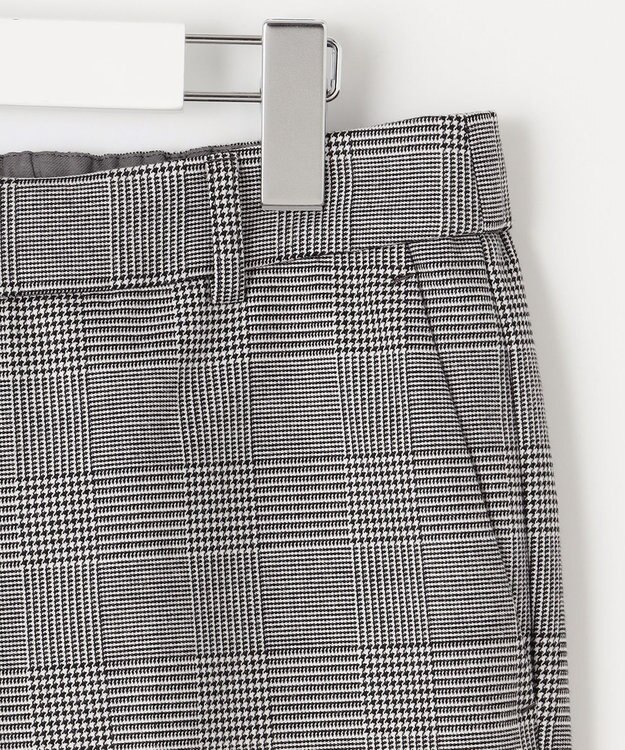 23区 【洗える】ウォームストレッチ チェック テーパード パンツ モノトーンチェック