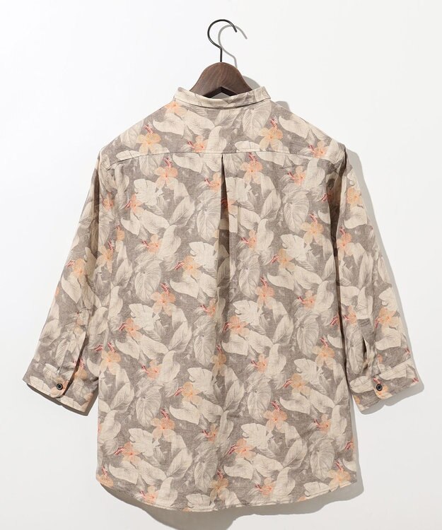 JOSEPH ABBOUD ボタニカルプリント7分袖シャツ ライトグレー系6