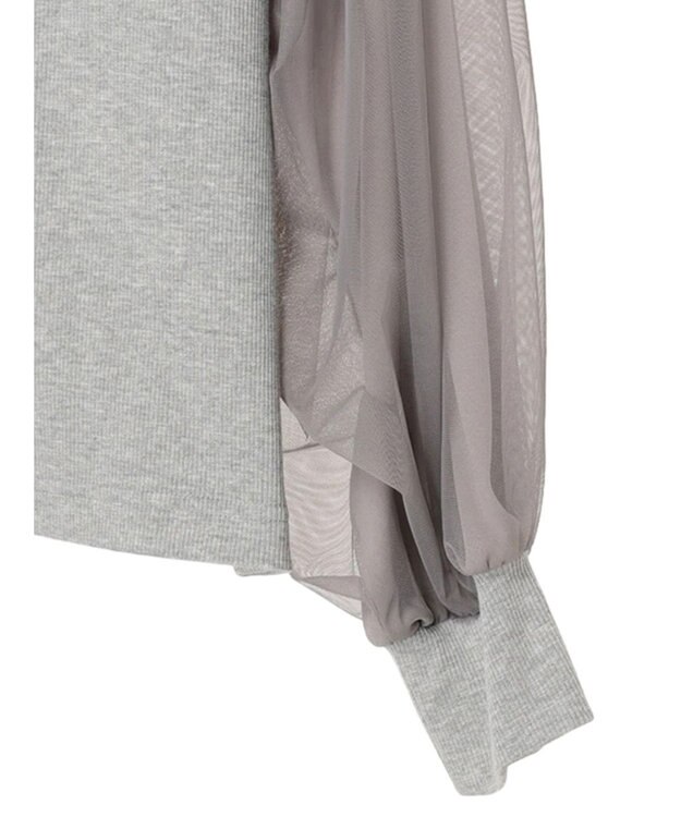 Green Parks 袖チュールドッキングリブプルオーバー Gray