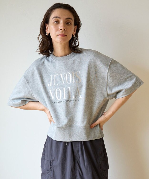 UNFILO L 【吸水速乾/UVケア】ハーフスリーブ ロゴSWEAT グレー