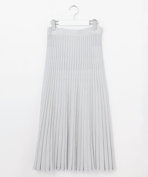 ANY SIS CICA加工 ニット フレア スカート シルバー