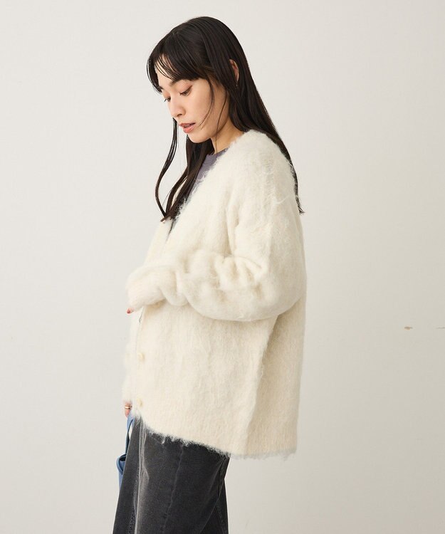 CRAFT STANDARD BOUTIQUE カール起毛モヘアライクVネックニットカーディガン Ivory