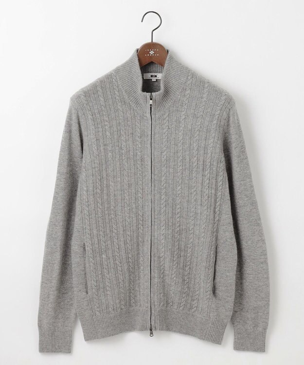 JOSEPH ABBOUD 【洗える・カシミヤブレンド】カシミヤブレンド ハイネック ジップ  カーディガン ライトグレー系