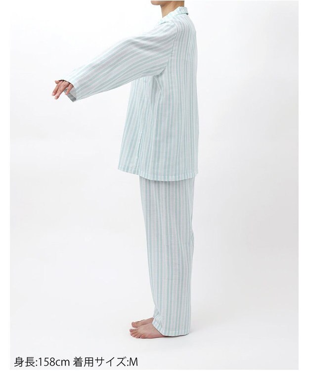 Wing パジャマ 長袖 長ズボン 綿100%(本体) 二重ガーゼ レディース EP8070 ウイング／ワコール メロン