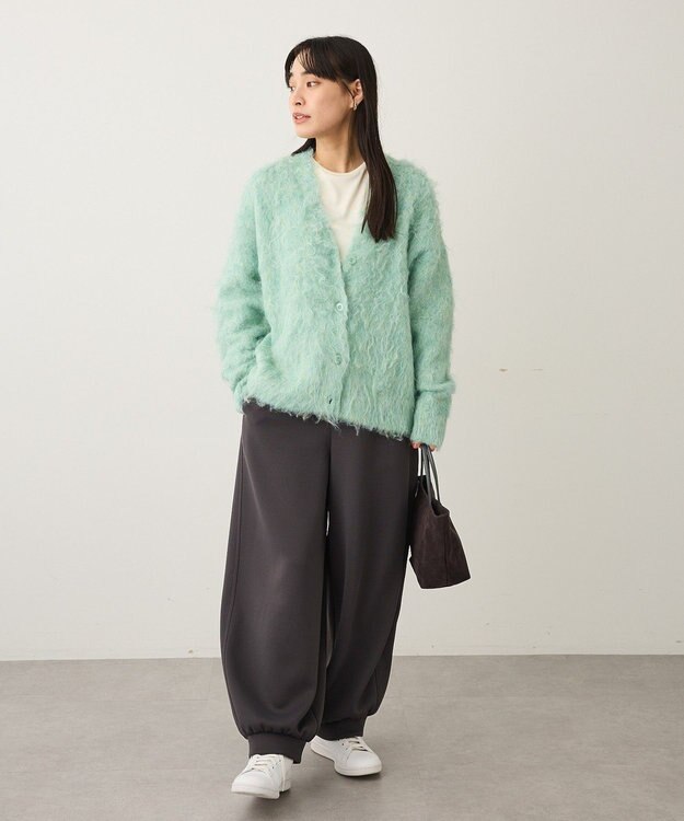 CRAFT STANDARD BOUTIQUE カール起毛モヘアライクVネックニットカーディガン Green