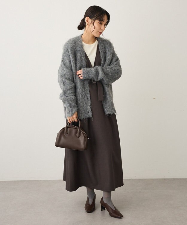 CRAFT STANDARD BOUTIQUE カール起毛モヘアライクVネックニットカーディガン Gray