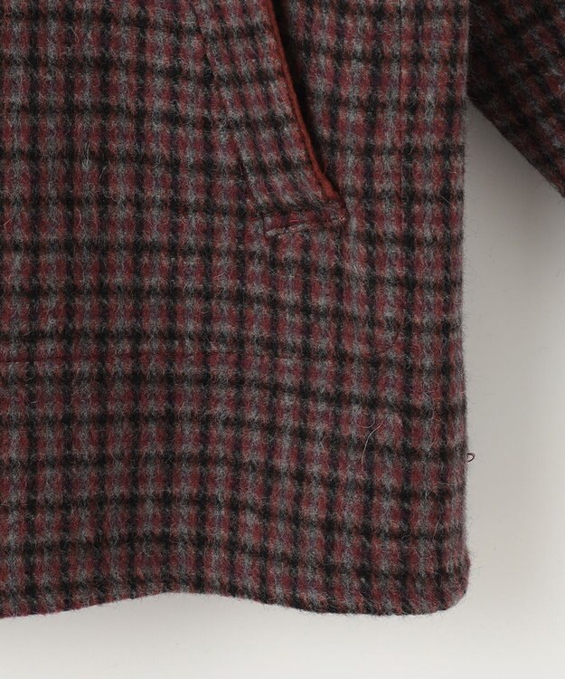 自由区 【リバーシブル】ウールリバー フード付きショートコート レッド系