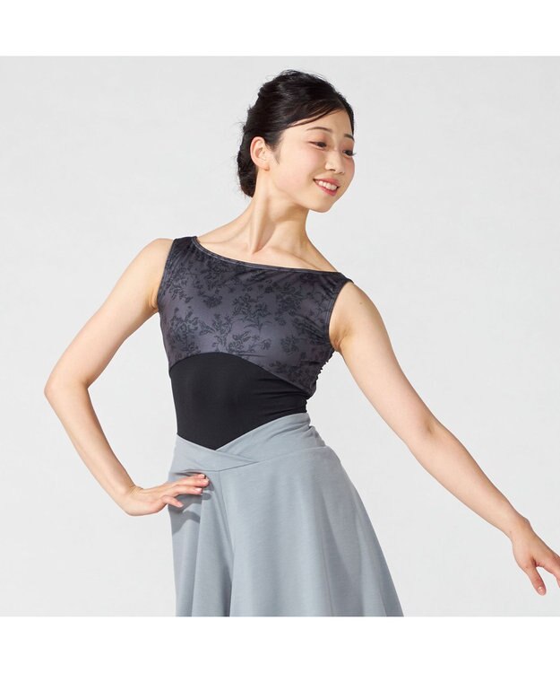 Chacott ノースリーブレオタード ダークグレープリント