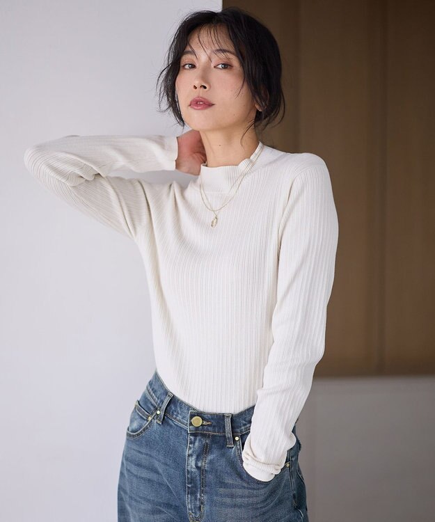 ANY 【洗濯機可】ランダムリブハイネックニット オフ