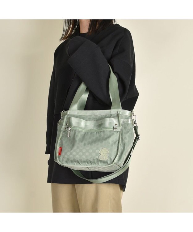 Y'SACCS 【PEANUTSコラボ】SNOOPY（スヌーピー） Polka Dots 2WAYトート ライトグリーン