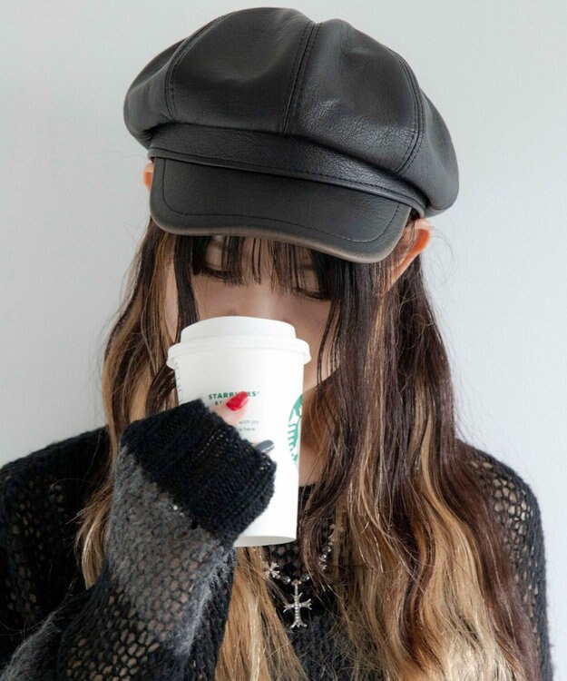 WEGO ヴィンテージPUキャスケット ブラック