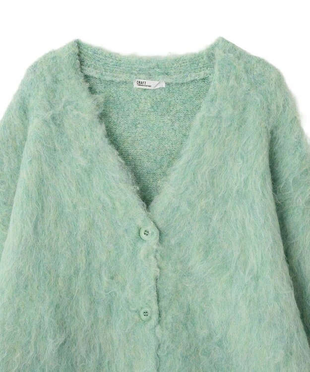 CRAFT STANDARD BOUTIQUE カール起毛モヘアライクVネックニットカーディガン Green