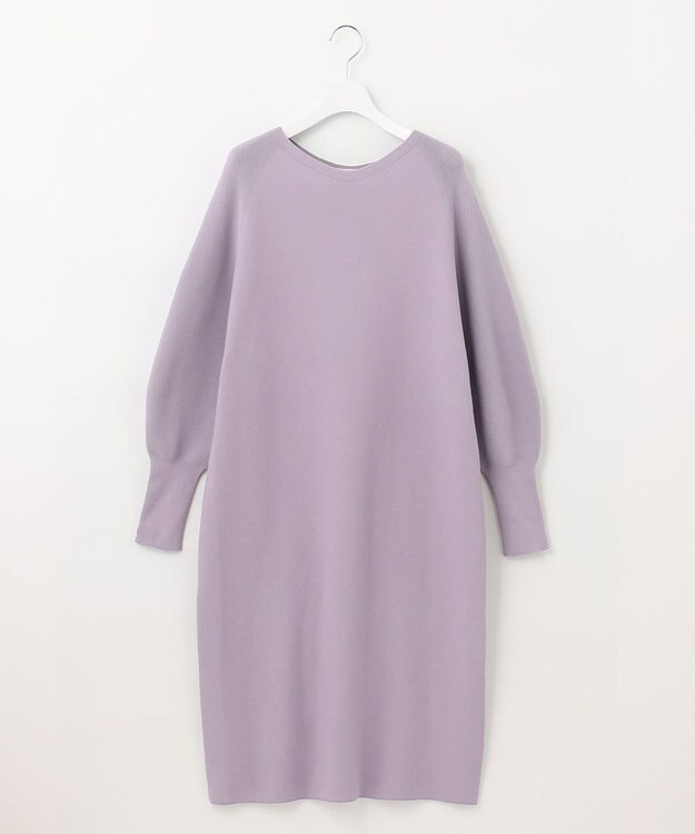 自由区 【洗える】コットンストレッチホールガーメント ニットワンピース ローズ系