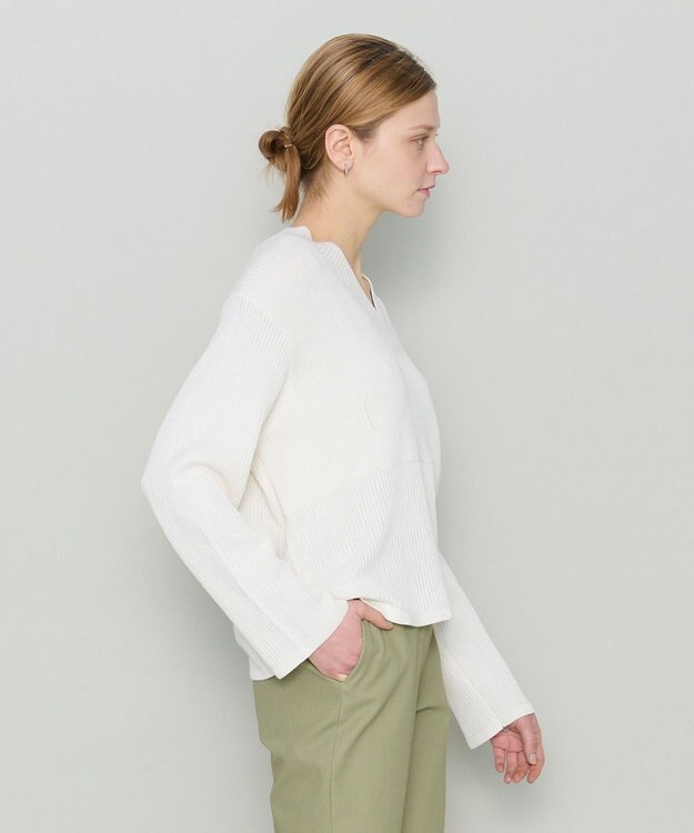 JOSEPH 【洗える】シルクコットン　Vネックニット Oyster white