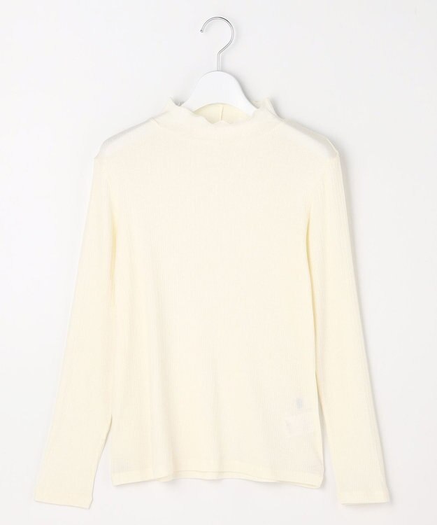 J.PRESS LADIES シルク混ベアテレコ ハイネック シアー カットソー オフ系