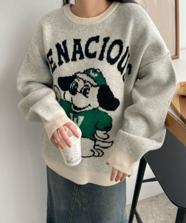 WEGO ファニーグラフィックフラッフィーニットプルオーバー 柄4