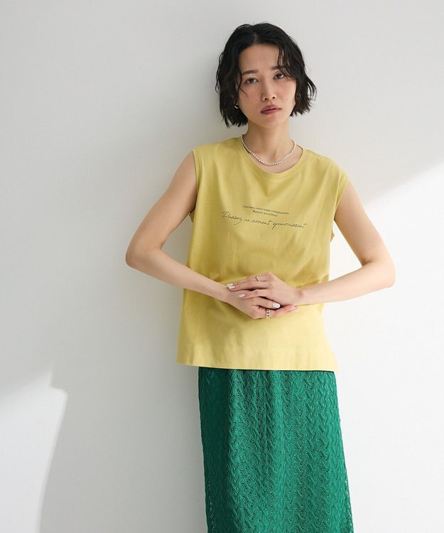 Green Parks ノースリーブ筆記体ロゴプルオーバー Lime Green