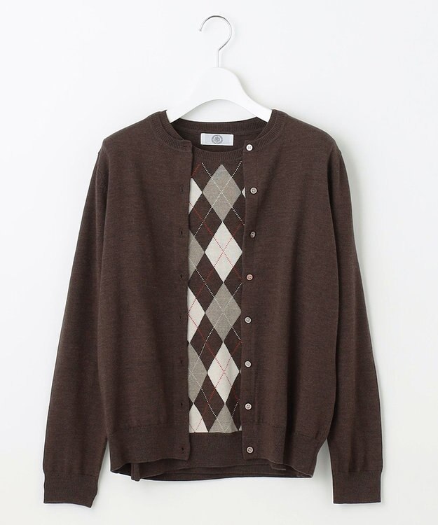 J.PRESS LADIES 【洗える】アーガイルツイン ニット ダークブラウン系