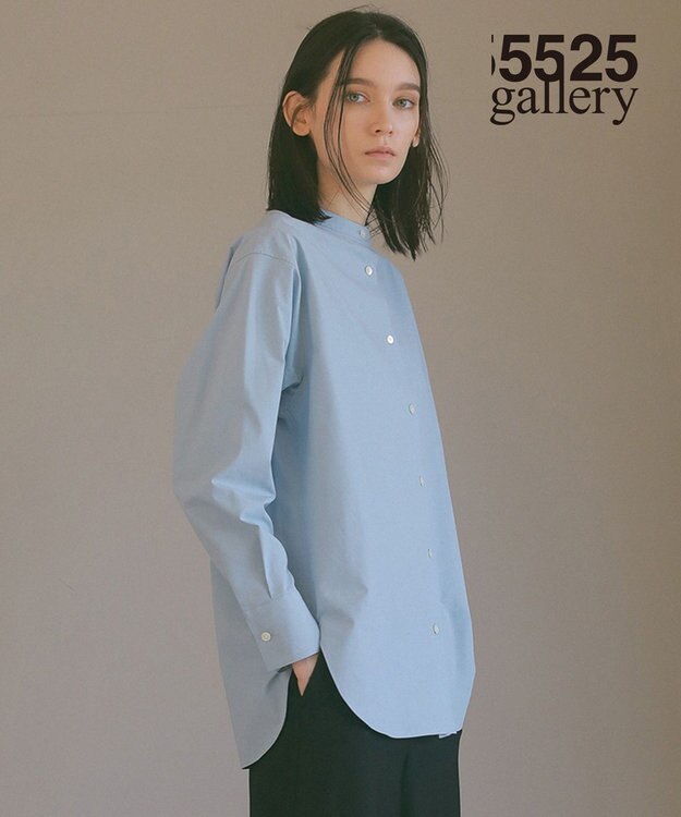 23区 【23区 | 5525gallery】コットンタイプライター バンドカラー シャツ サックスブルー系