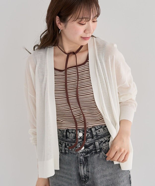 Green Parks 接触冷感ゆったりカーディガン Off White