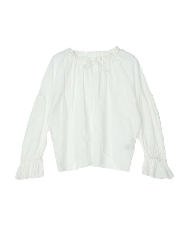 earth music&ecology ギャザーショートブラウス Off White