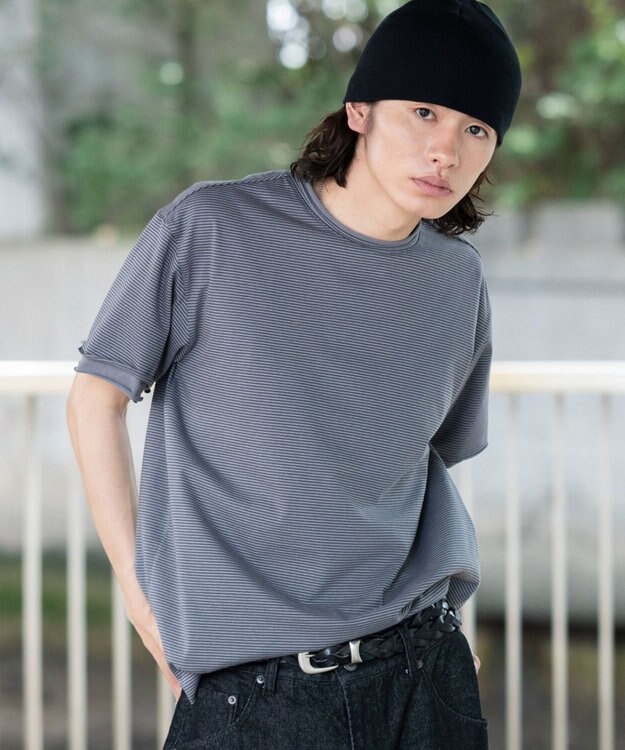 WEGO フェイクレイヤードボーダーT（SS） グレーボーダー