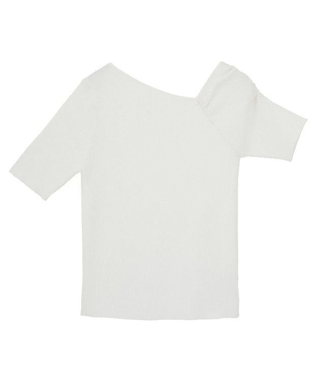 earth music&ecology アシメネックリブニットプルオーバー Off White