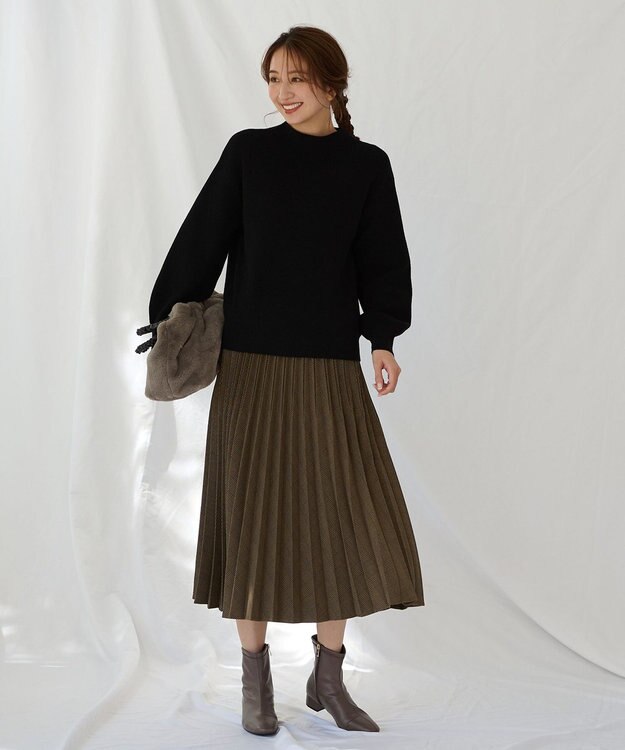 ANY 【洗濯機可能/8色展開】ソフトタッチポリエステルニット ブラック