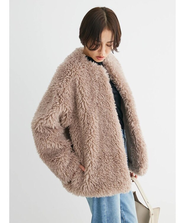 Green Parks ・ＥＬＥＮＣＡＲＥ　ＤＵＥ　シープファーノーカラーコート Beige