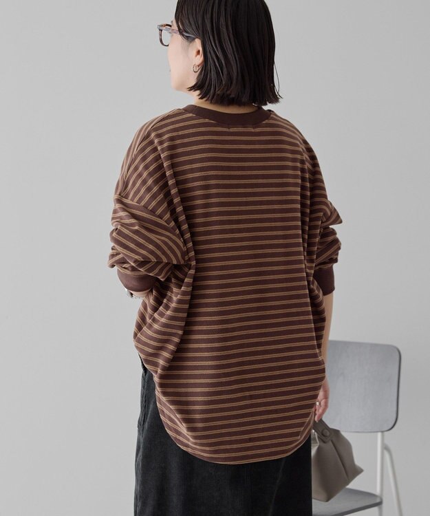 AMERICAN HOLIC ソフトタッチボーダープルオーバー Brown