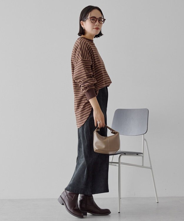 AMERICAN HOLIC ソフトタッチボーダープルオーバー Brown