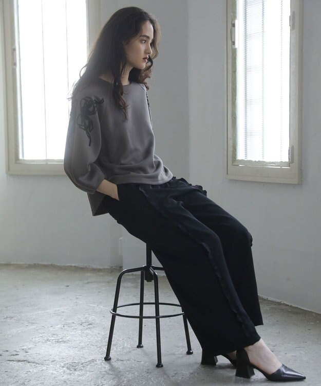 Green Parks ■ＥＳＣＡＲ　センターフリルワイドパンツ Black