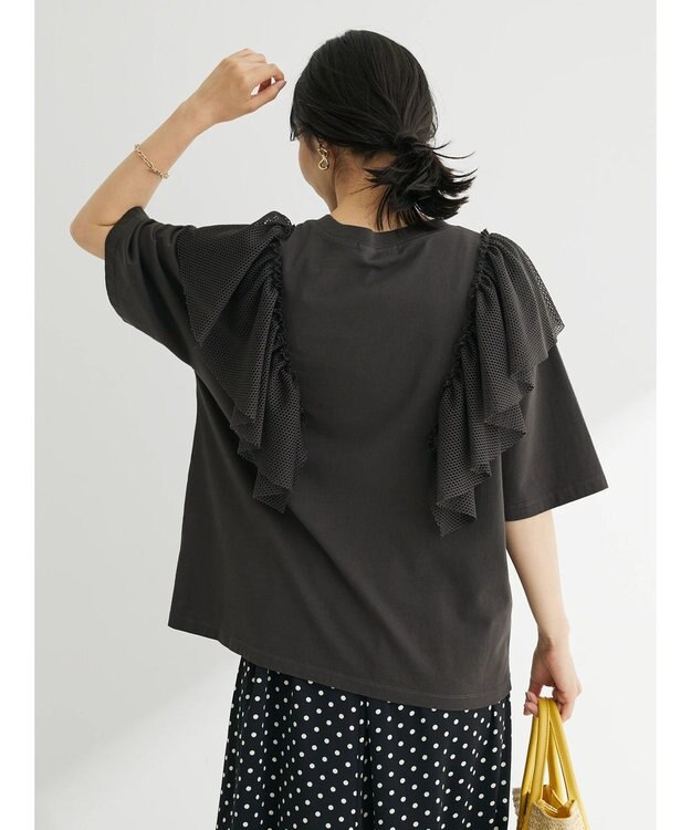 Green Parks ・ＳＵＧＡＲ　ＳＰＯＯＮ　カレッジｐｔラッフルＴシャツ Charcoal Gray