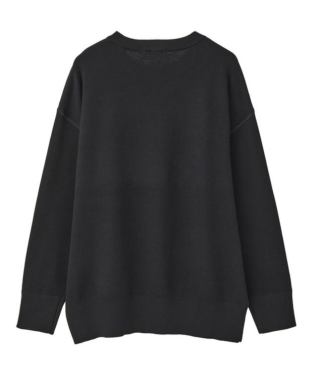 AMERICAN HOLIC コットンブレンドスウェットライクロゴニットトップス Black