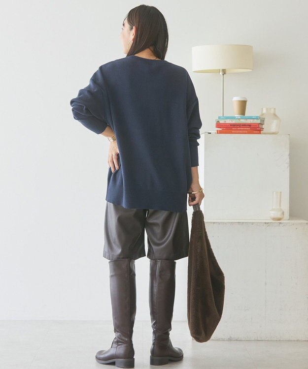 AMERICAN HOLIC コットンブレンドスウェットライクロゴニットトップス Dark Navy