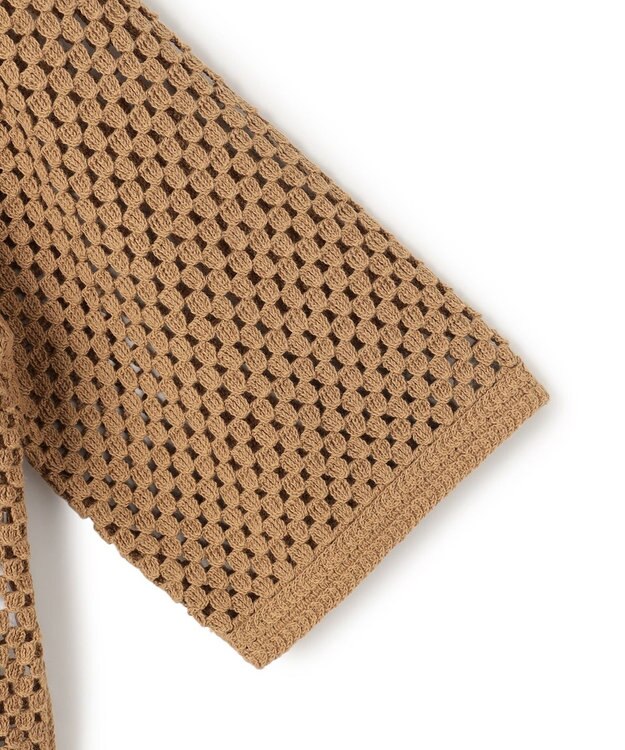 UNFILO クロシェレースニット ハーフスリーブ プルオーバー キャメル