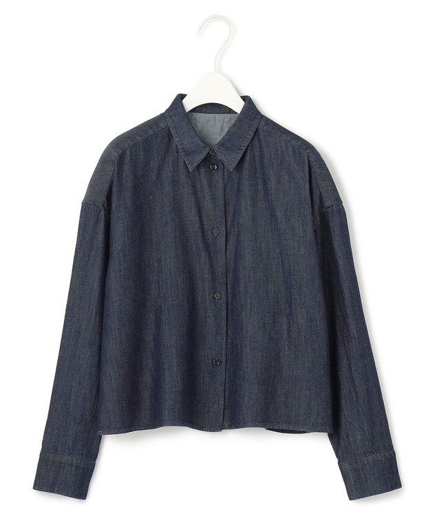 ICB 【洗える】コットンリヨセルデニム クロップドシャツ インディゴ系
