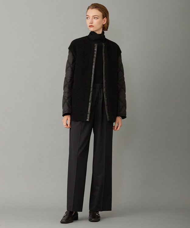 ICB 【リバーシブル着用可能】 ウールパイルキルト ミドル丈コート ブラック系