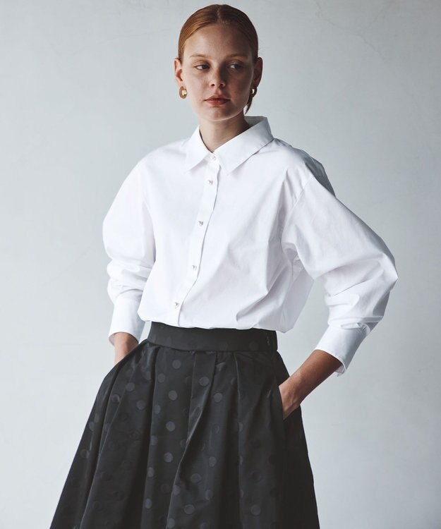 組曲 S 【ボウタイ付き】メッセージシャーティング シャツ アイボリー系