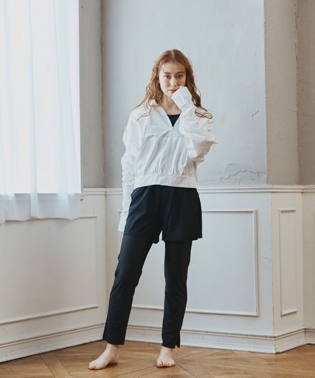 San-ai Resort（三愛水着楽園） WEB限定商品ショートラッシュパーカー付きリブタンキニ水着+レギンス付き5点セット【Beach Queen（ビーチクイーン）】 ホワイト