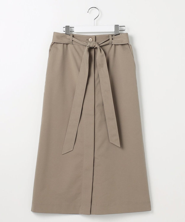 自由区 L ブラッシュドコットンサテンナロー スカート カーキ