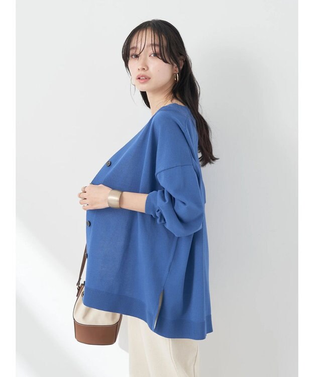 earth music&ecology Ｖネックビッグシルエットカーディガン Blue