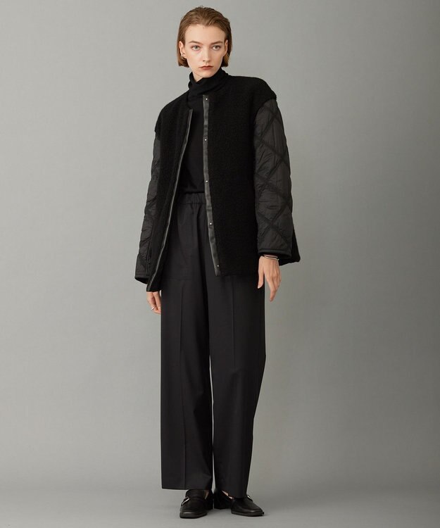 ICB 【リバーシブル着用可能】 ウールパイルキルト ミドル丈コート ブラック系