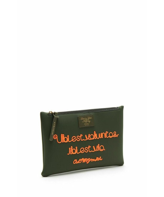 A.D.M.J. 【魔法の様に軽い】マジックライトコード刺しゅうフラットポーチ2セット(S・M) カーキ